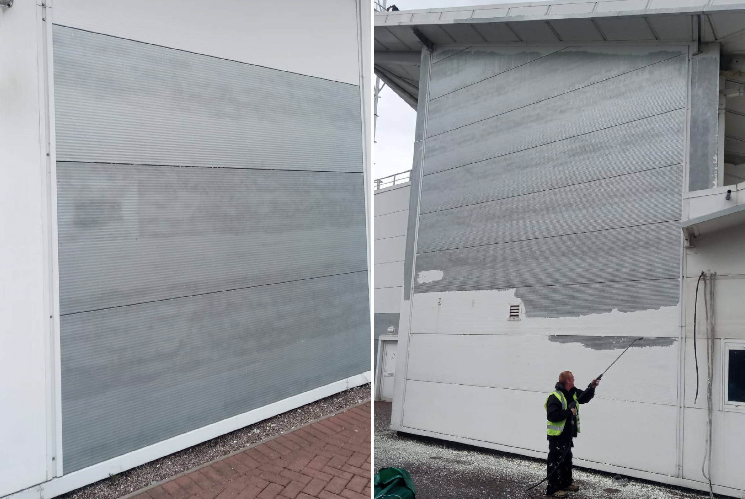 Operative blasting a panel wall on site