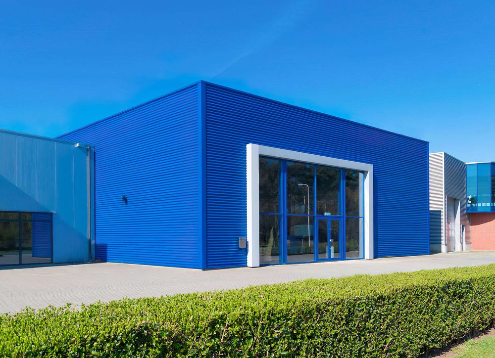 Industrial unit resprayed in blue